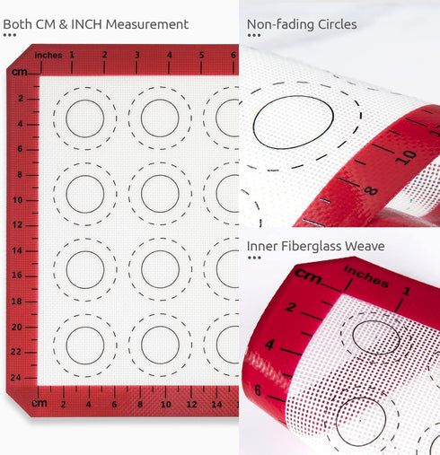 U-Taste 446ºF Heat Resistant Macaron Silicone Baking Mat, Non Stick Reusable Cookies Pastry Sheet Liner with Edge Enhancement Circle Measurement f...